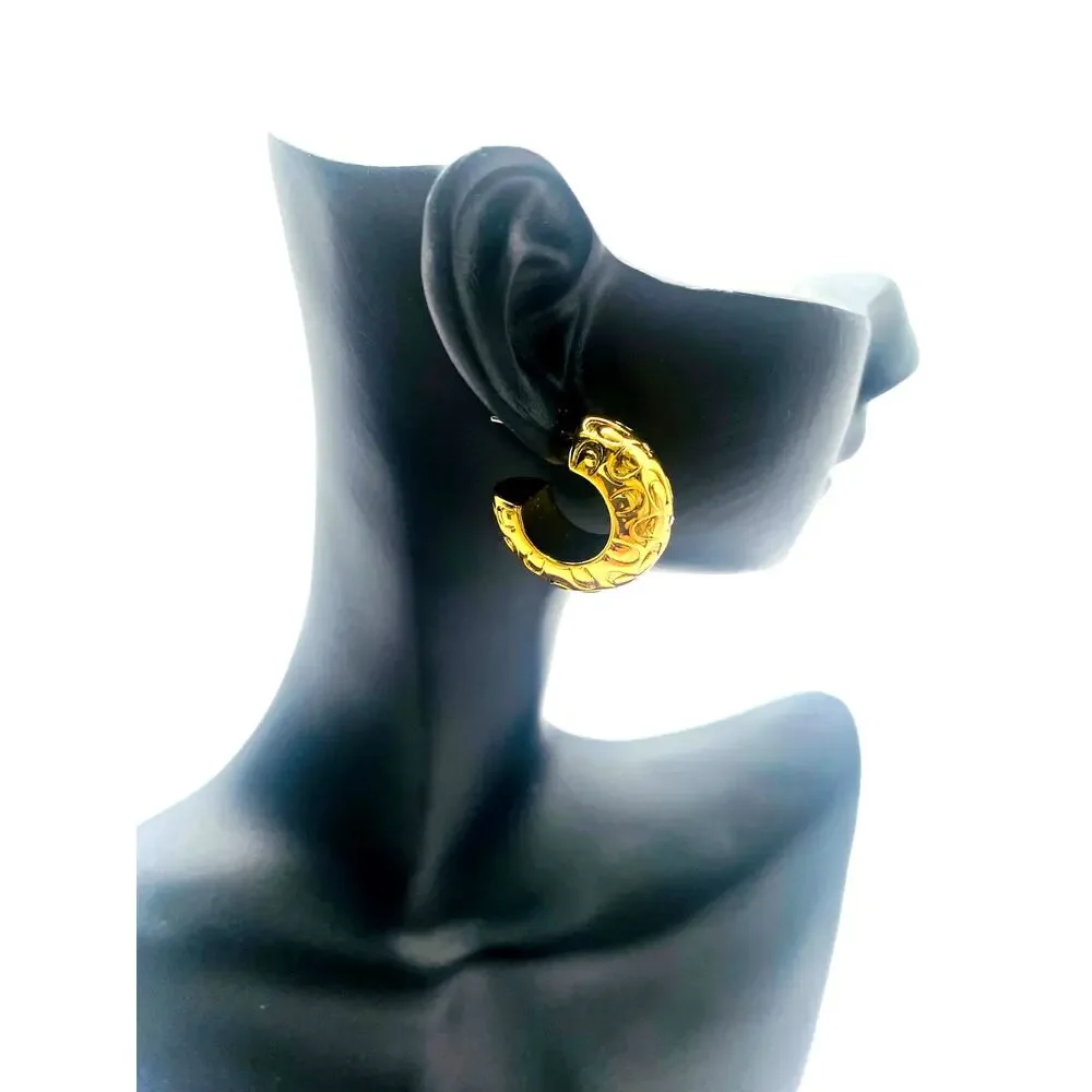 Coach Quilted Signature Chunky Hoop Earrings - Picture 4 of 4